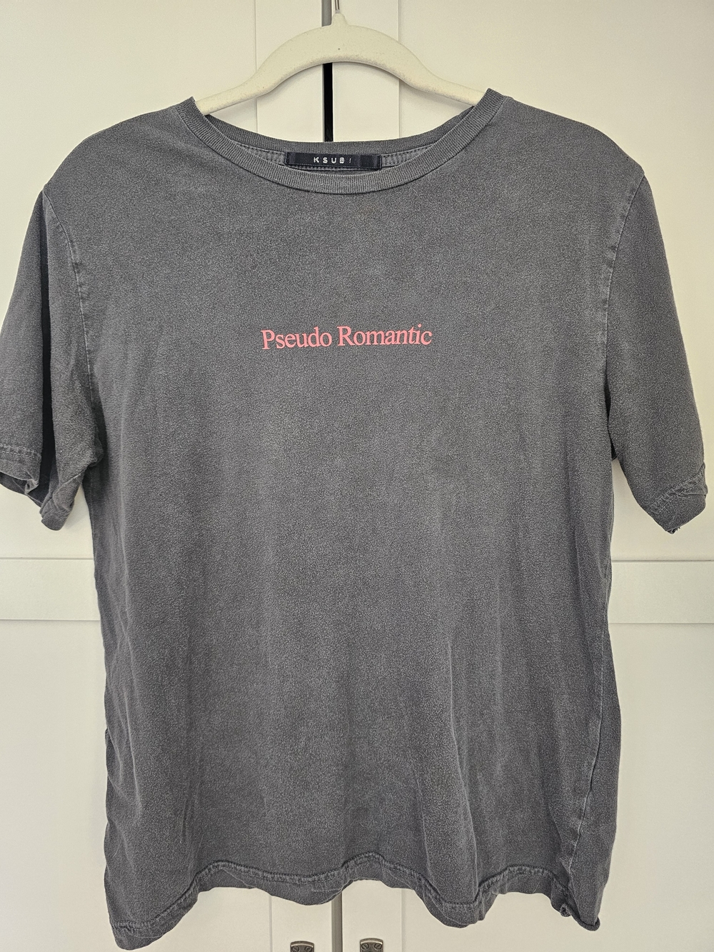 Ksubi "Pseudo Romantic" Faded Gray Graphic Tee S Hypebeast Casual Luxury